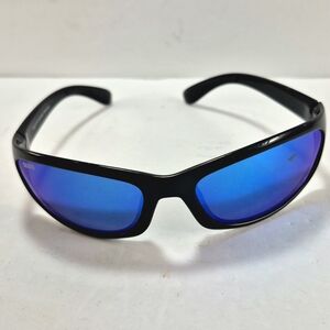 Calcutta Steelhead Polarized Fishing Sunglasses Matte Black Blue Mirror